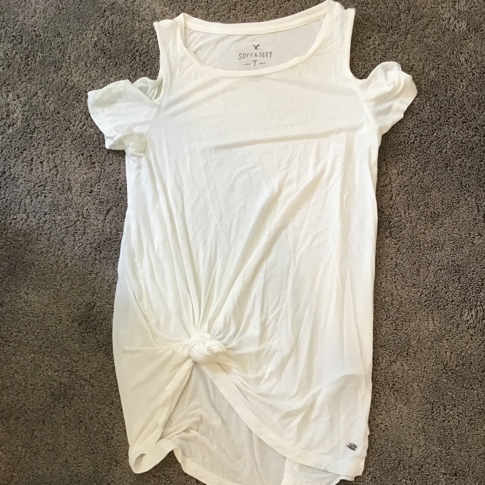Knot, cold shoulder, stylish, cute, shirt